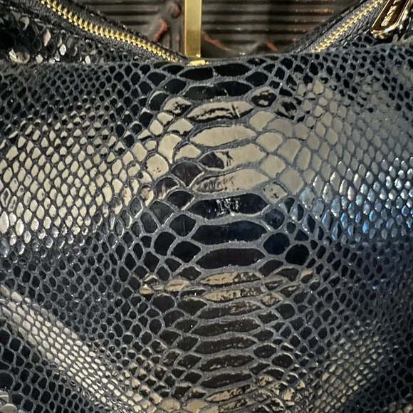 Michael Kors Black Snakeskin Embossed Shoulder Bag NWOT - Picture 3 of 15
